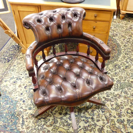 LEATHER BUTTONED BACK DESK CHAIR