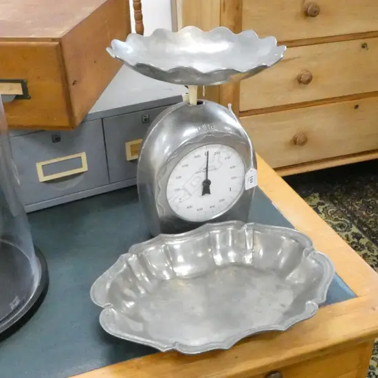 COSI TABELLINI ITALIAN PEWTER KITCHEN SCALES H.320mm + DISH W.340mm