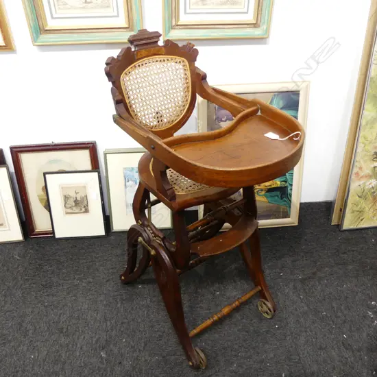 c1900 BENTWOOD HIGHCHAIR / ROCKER metamorphic