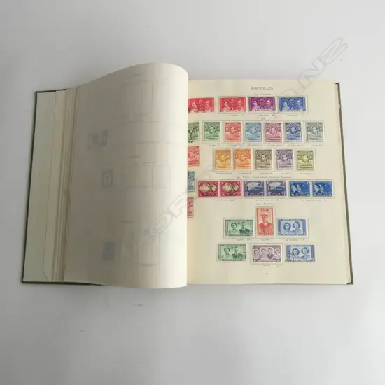 KING GEORGE VI STAMP ALBUM WITH FAIRLY COMPLETE COLLECTION OF STAMPS