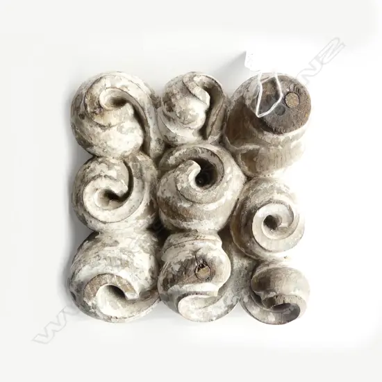 WOOD CARVING, 9 SCROLLS 220x210mm