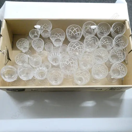 34 CUT CRYSTAL WINE & LIQUER GLASSES EDINBURGH CRYSTAL ETC