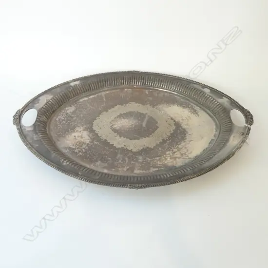 LG OVAL WALKER & HALL SILVER PLATE TRAY 675x460mm
