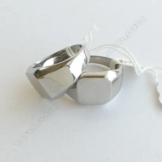 2 as NEW STAINLESS STELL SIGNET RINGS: size Z+ & W