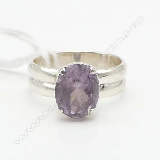DRESS RING - AMETHYST & 925 SILVER SIZE O