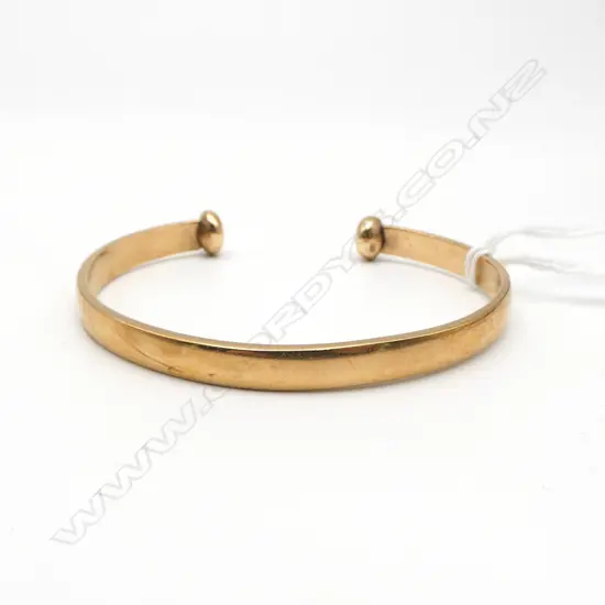 9ct YELLOW GOLD BANGLE  ball ends 26.3gms