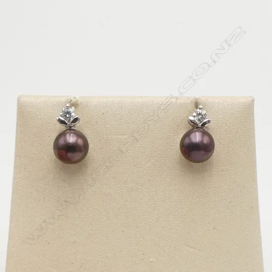 SILVER & TAHITIAN PEARL PR EARRINGS for pierced ears