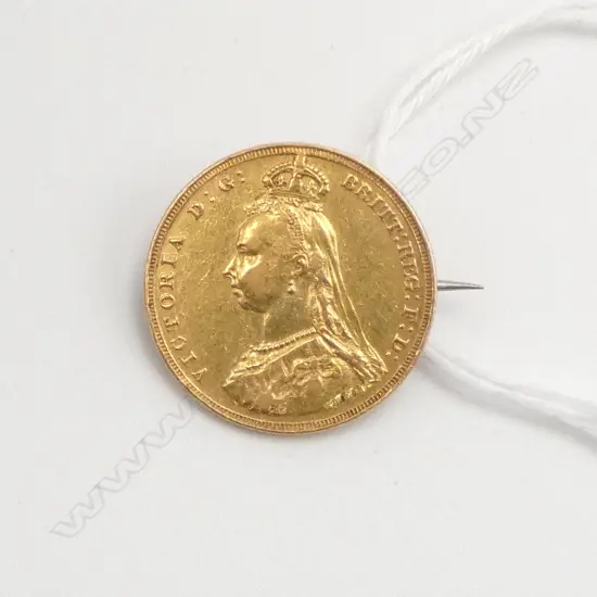 VICTORIAN GOLD SOVERIGN (made into brooch) 8.5gms