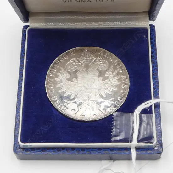 RE-ISSUE MARIA THERESA 1 THALER SILVER COIN Dia.42mm. Boxed