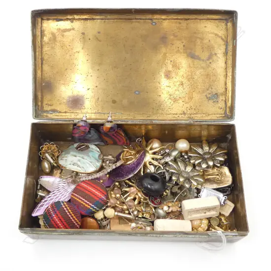 INDIAN BRASS BOX OF COSTUME JEWELLERY 