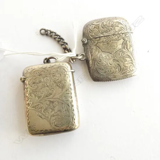 2 STG SILVER VESTAS, B'HAM 1901 & WITH AGATE INLAY& B'HAM 1908, 24gms TOTAL