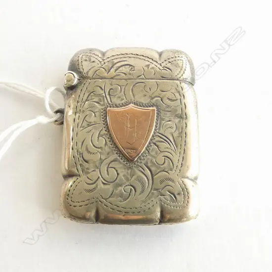 STG SILVER & 9ct GOLD VESTA, B'HAM 1938? 14.61gms