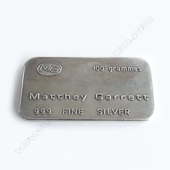 100grm MATTHEY GARRETT .999 SILVER BAR
