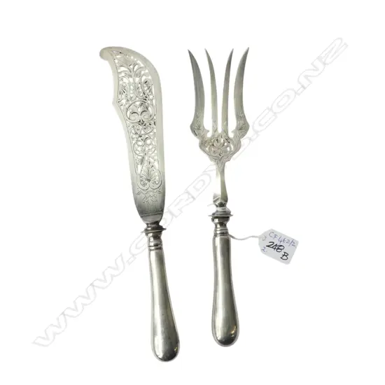 FRENCH SILVER PLATE FISH SERVERS L.285mm