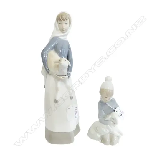 2 LLADRO FIGURINES w. GOATS; #4584 / BOY H.275mm