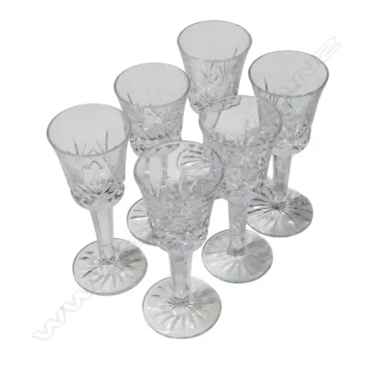 6 WATERFORD CUT CRYSTAL SHERRY GLASSES