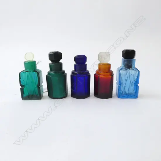 5 CUT GLASS SCENT BOTTLES H.75mm