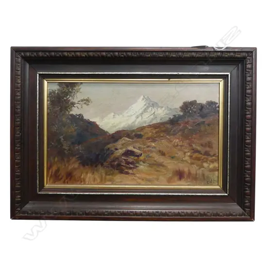 E.W.C, UNITLED LANDSCAPE, OIL ON BOARD, 220x370mm