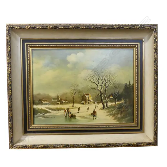 HENDRIK VERDONCK (DUTCH) 'WINTER LANDSCAPE', OIL on BOARD, SIGNED, 280 x 380mm