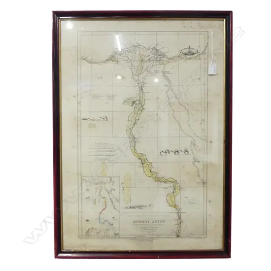 MAP OF ANCIENT EGYPT & NILE, LITHOGRAPH C.1848 670x470mm FOXING