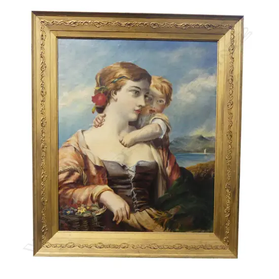 W. TAIT (ITALY), PAINTING OF WOMEN & CHILD, 600x490mm old repairs to canvas