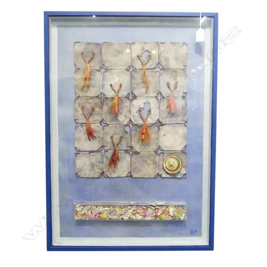 FRAMED MIXED MEDIA SIGNED 'RJ' & DATED '86, 700x500mm