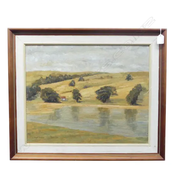 JUNE SHIEFF, LANDSCAPE, OIL ON BOARD 1970 400x495mm