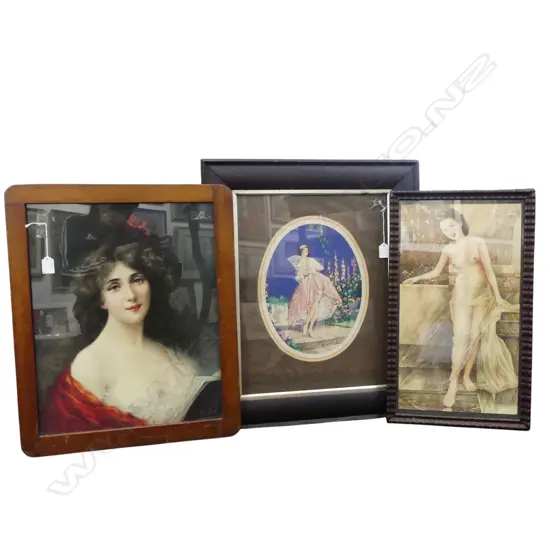 3 x VINTAGE POSTERS OF WOMEN FRAMED, 480 x 370mm