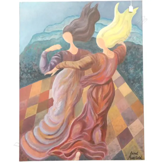 JANET MANSFIELD, ACRYLIC ON CANVAS, MULTIPLE TITLES SUGGESTED ON LABEL VERSO, 210x710mm