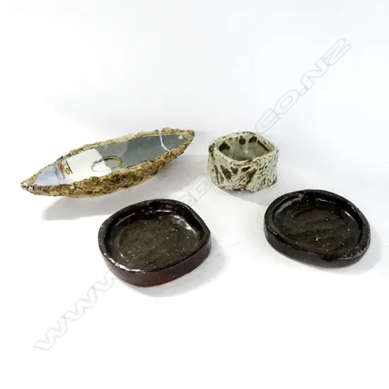 4 PCES ASIAN STUDIO POTTERY W.330mm