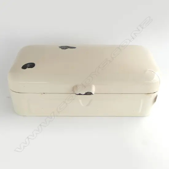 VINTAGE WHITE ENAMEL BREAD BIN W.480mm FAULTS