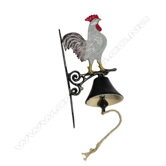 PAINTED COCKEREL CAST IRON DOOR BELL H.410mm