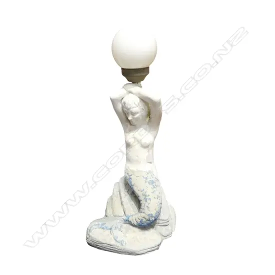 PAINTED CONCRETE MERMAID LAMP H.800mm