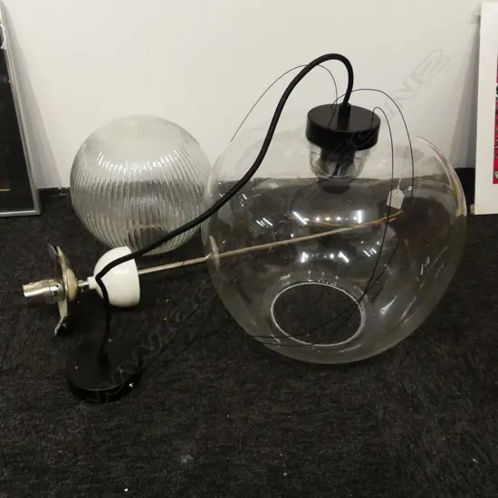 2 GLASS DOME LIGHT FITTINGS H.350mm