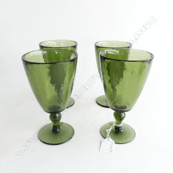 4 GREEN WINE GLASSES H.165mm