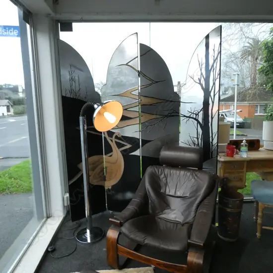 VINTAGE JAPANESE SCREEN; FOUR PANEL DOUBLE SIDED H.2050mm W.450mm EACH