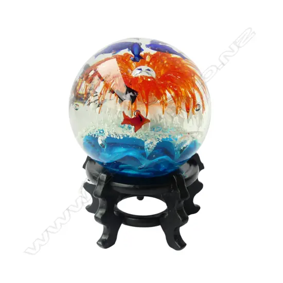 LG ART GLASS PAPERWEIGHT ON STAND H.185mm