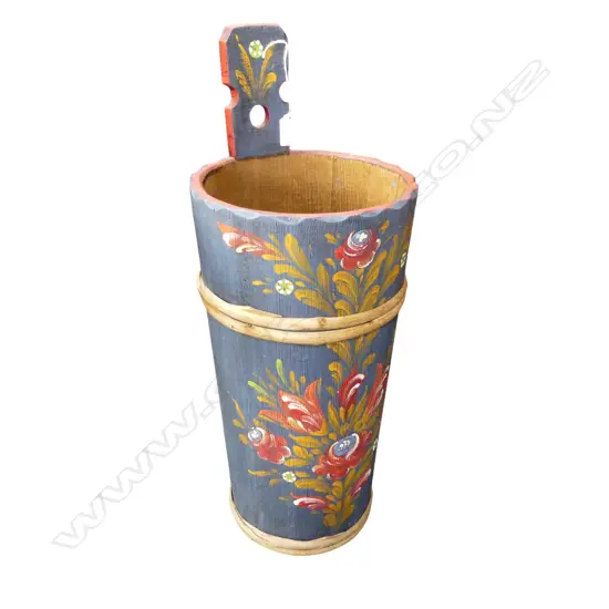 FOLK PAINTED WOODEN BUCKET H.585mm