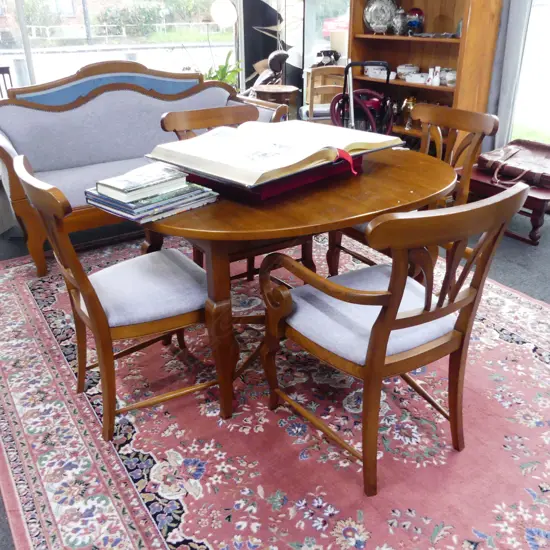 WOODEN DINING TABLE 960x1300x750mm & 4 CHAIRS