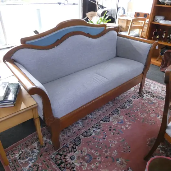 BIEDERMEIER STYLE SOFA; GREY UPHOLSTERY 1770x660x900mm