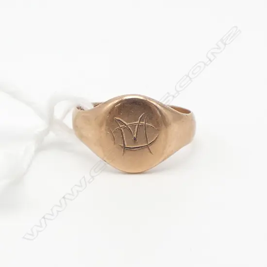 c1900 9ct ROSE GOLD SIGNET RING for the little (pinky size I) finger 2.69gms