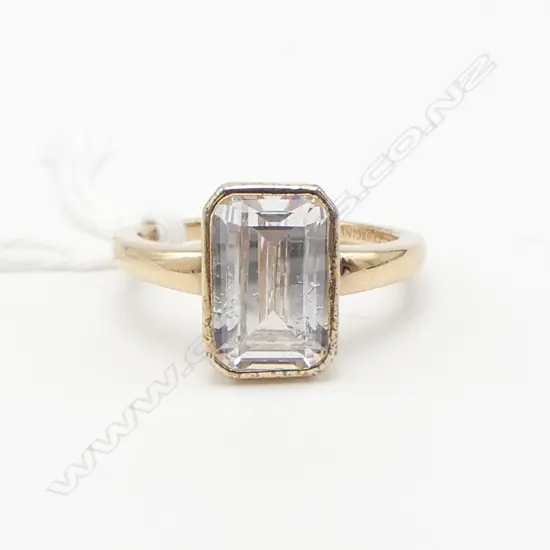 925 SILVER/GP CZ  DRESS RING, BOXED "GEORGINI DESIGN"  SIZE N1/2