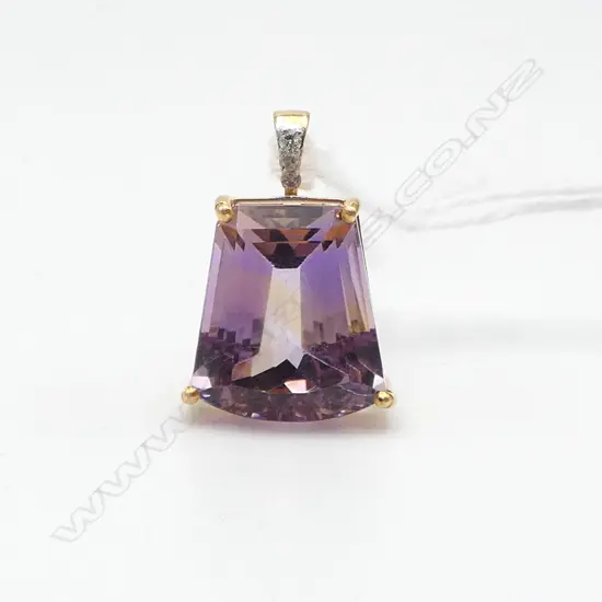 14ct AMETHYST PENDANT w DIAMOND BALE, 3.92gm * *RTV**