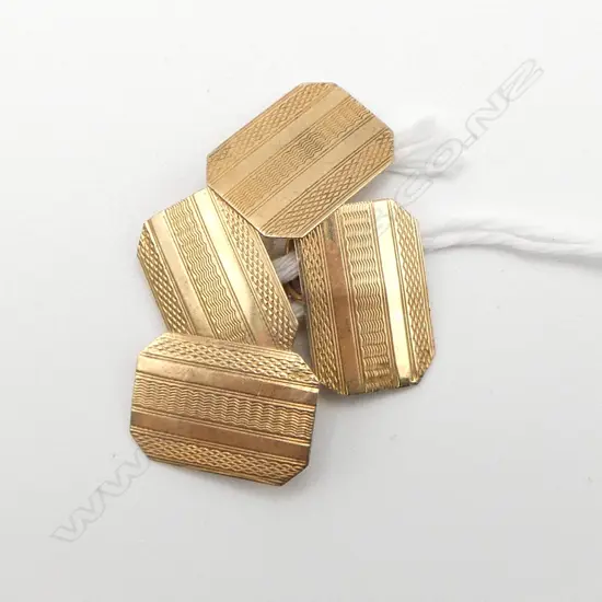 PR 9ct GOLD ENGRAVED CUFF LINKS 4.30gms