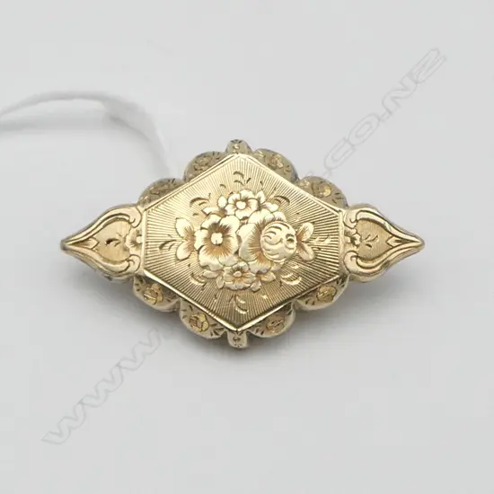ANTIQUE 9CT BROOCH, 25x45mm, 6gms REPAIRS