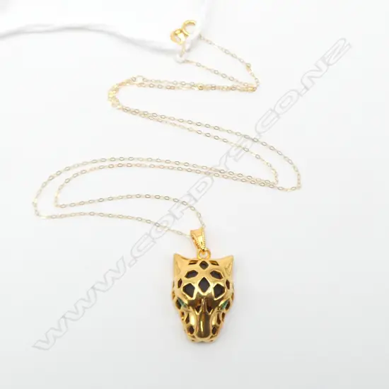 18CT GOLD LEOPARD HEAD NECKLACE 2GMS