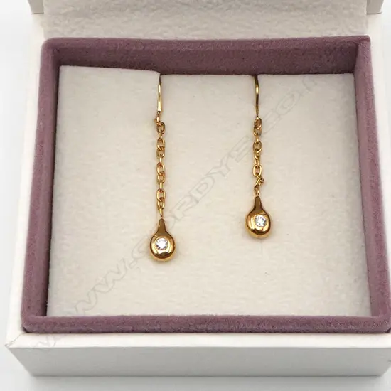 PR 9CT PANDORA  DIAMOND DROP EARRINGS, 2.8gms, BOXED