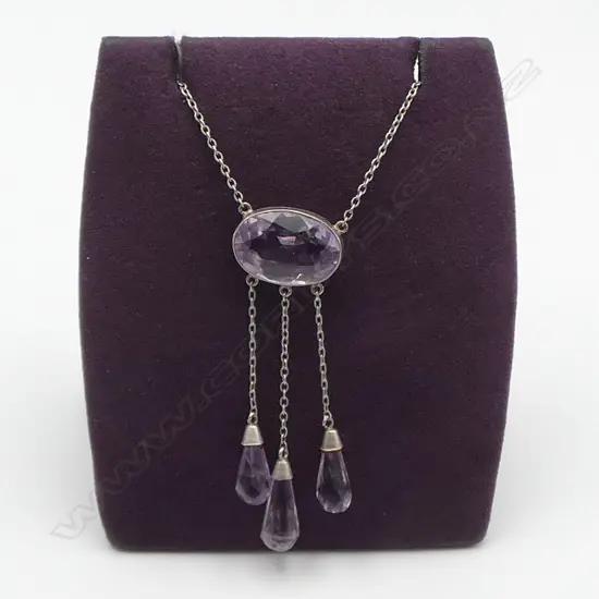 EDWARDIAN SILVER & AMETHYST NECKLACE