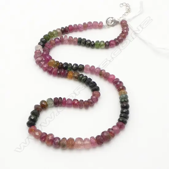 TOURMALINE NECKLACE, SILVER CLASP, L440mm