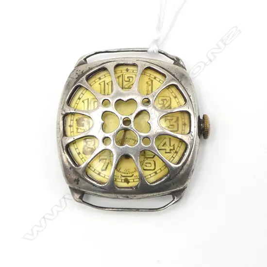 EARLY MILITARY TRENCH GENT'S WRISTWATCH. The grille part of the case. 15 jewel. Not running